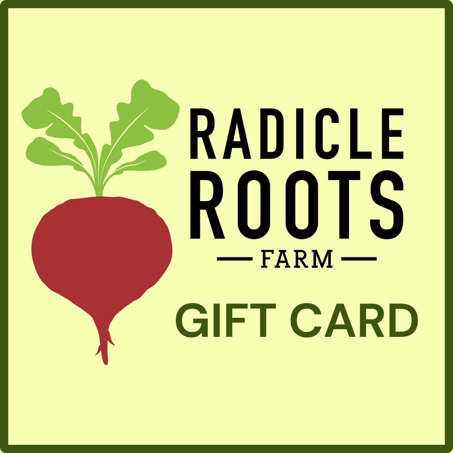 Radicle Roots farm gift card